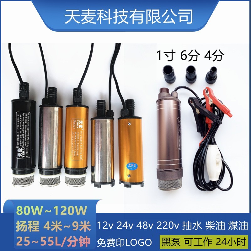 天麥抽水泵48v加油泵直流24v電動抽油泵220v抽水機12v小型潛水泵