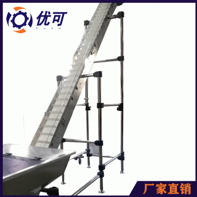 廠家非標定制飲料瓶蓋爬坡機擋板瓶裝水塑料瓶蓋皮帶提升輸送機