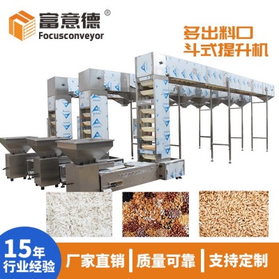 非標(biāo)定制不銹鋼多下料口Z型提升機 化工食品顆粒粉末斗式提升機