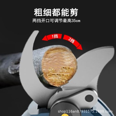 電動剪刀果樹修枝剪充電式強力園林粗枝剪刀鋰電池修剪機廠家批發
