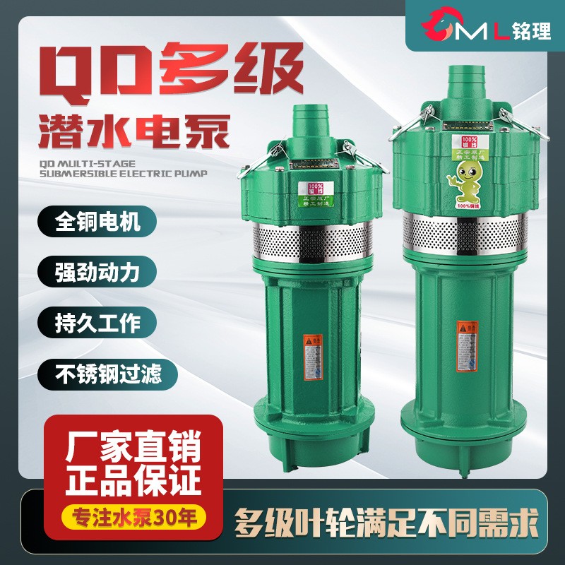 QD多級(jí)潛水泵家用農(nóng)用灌溉高揚(yáng)程廠家直銷(xiāo)單相220V小老鼠現(xiàn)貨批發(fā)
