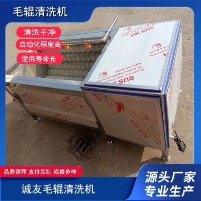 全自動(dòng)商用毛輥清洗機(jī) 土豆大姜紅薯去皮清洗設(shè)備