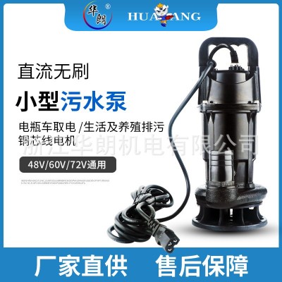電瓶車直流無(wú)刷污水泵48V-72V電動(dòng)車抽水機(jī) 高揚(yáng)程潛水泵澆花澆菜