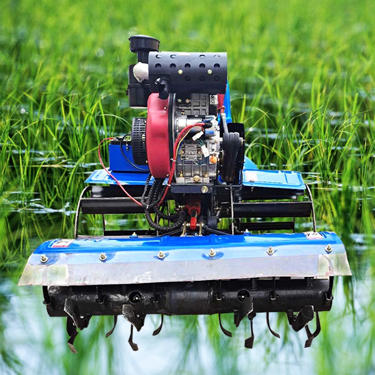 四驅打田微耕機 方向盤水田旋耕機柴油195水稻田除草打漿拖拉機