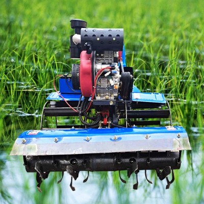 四驅打田微耕機 方向盤水田旋耕機柴油195水稻田除草打漿拖拉機