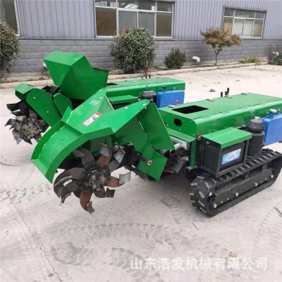 履帶式果園微耕除草機(jī)自走式35馬力開(kāi)溝犁地機(jī)全自動(dòng)省人工松土機(jī)
