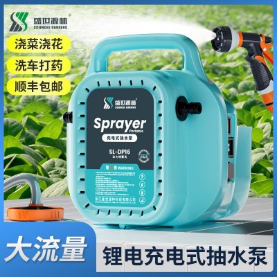 大流量澆菜打藥灌溉洗車智能打藥泵盛世源林新款充電式手提泵