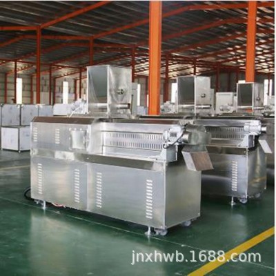 面包糠雪花片生產(chǎn)線 雙螺桿膨化機 花生涂層夾心米果擠出機