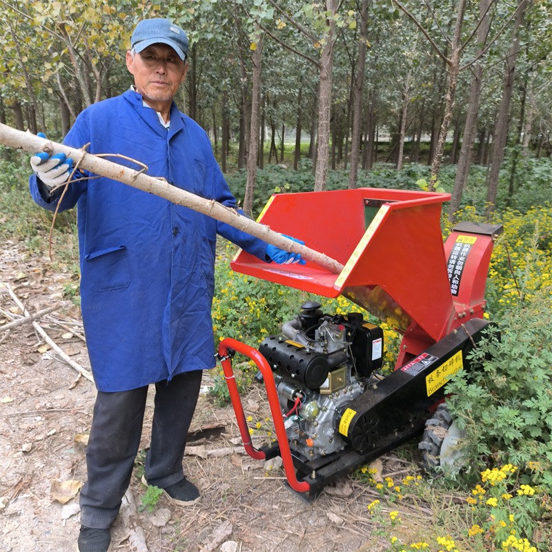 果園林樹(shù)枝粉碎機(jī)小型樹(shù)木枝條破碎機(jī) 柴油電啟動(dòng)園林碎枝機(jī)