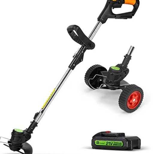 有刷大功率帶輪子鋰電割草機21V充電式家用小型除草機便攜式打草