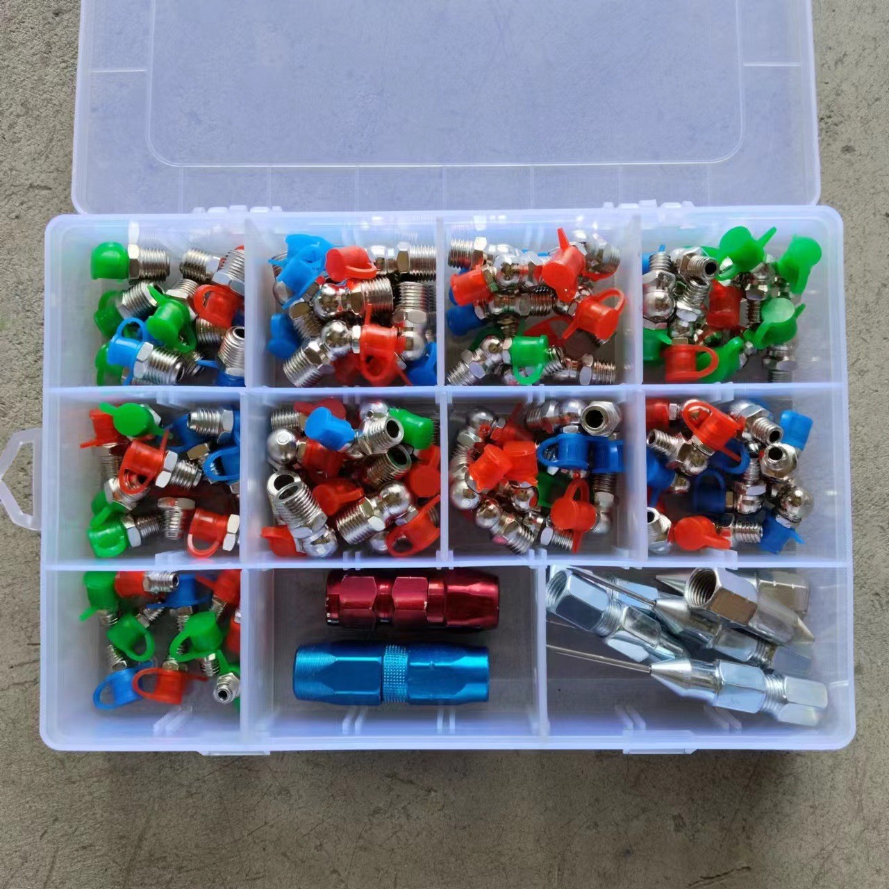 黃油嘴套盒M6M8M10毫米黃油咀注油嘴黃油槍尖頭平頭針式槍頭套盒