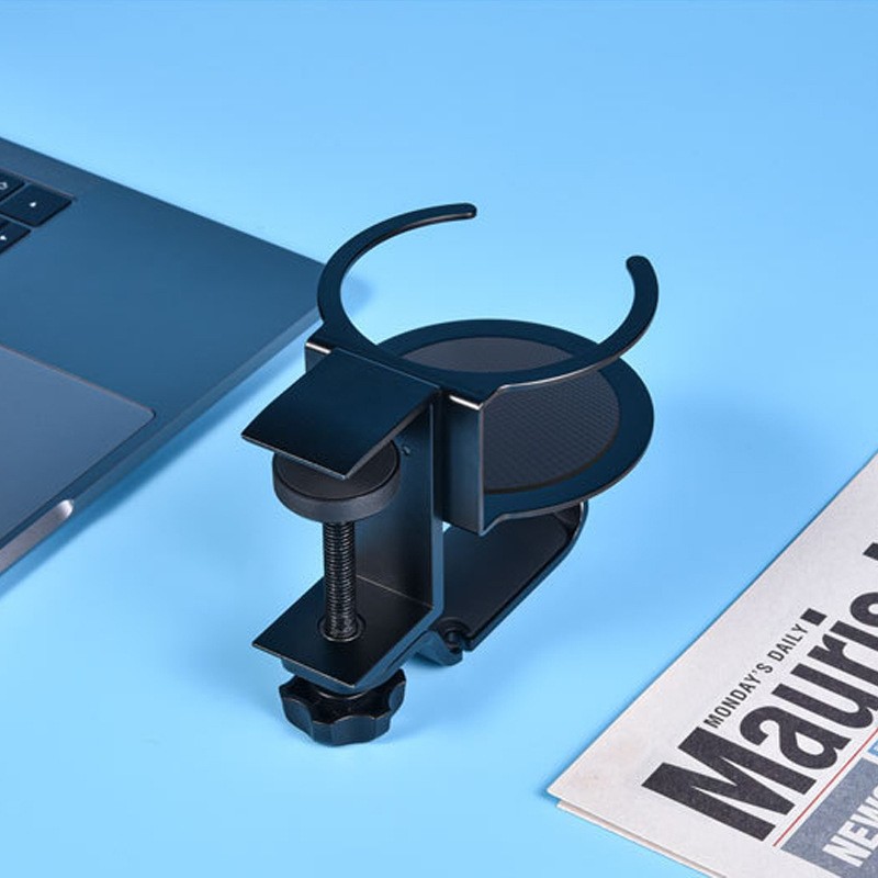 桌邊二合一收納架可旋轉金屬頭戴式耳機支架免打孔鐵制壁掛水杯架