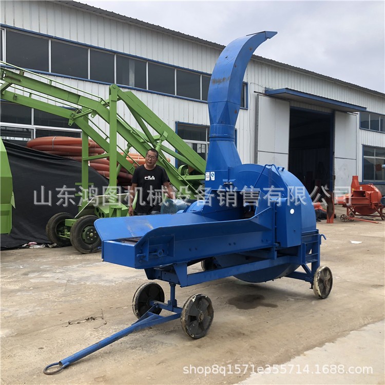 立式高噴式秸稈鍘草機干鮮牧草飼料揉絲機三輪車載鍘揉一體機