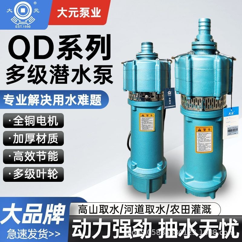 大元QD潛水泵多級小老鼠家用大流量農用灌溉高揚程單相220V噴泉泵